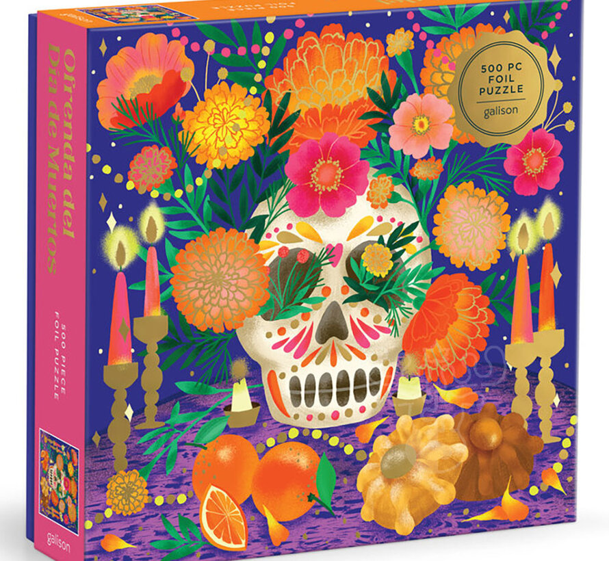 Galison Ofrenda del Día de Muertos Foil Puzzle 500pcs