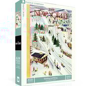 New York Puzzle Company New York Puzzle Co. The New Yorker: Sledding and Skiing Puzzle 1000pcs