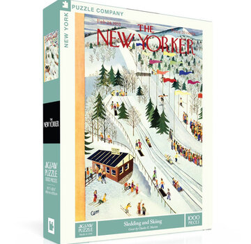 New York Puzzle Company New York Puzzle Co. The New Yorker: Sledding and Skiing Puzzle 1000pcs