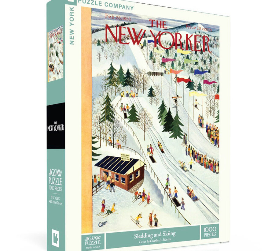 New York Puzzle Co. The New Yorker: Sledding and Skiing Puzzle 1000pcs
