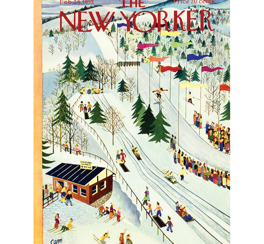 New York Puzzle Co. The New Yorker: Sledding and Skiing Puzzle 1000pcs