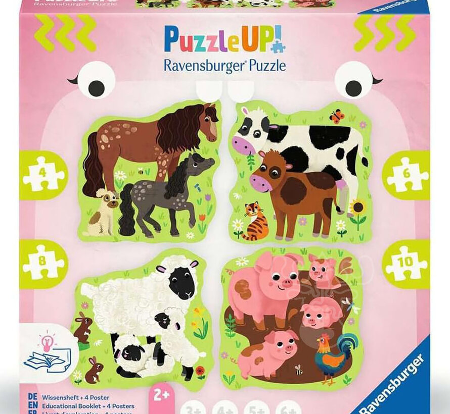 Ravensburger Puzzle Up Farm Animals Puzzle 4, 6, 8, 10,pcs