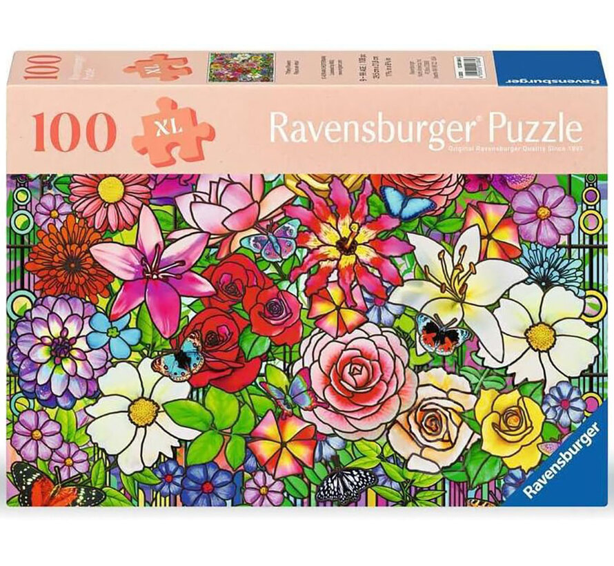 Ravensburger Feel Well & Puzzle: Tiffany Flowers Puzzle 100pcs XL