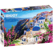 ENJOY Puzzle Enjoy Santorini View with Flowers, Greece Puzzle 1000pcs