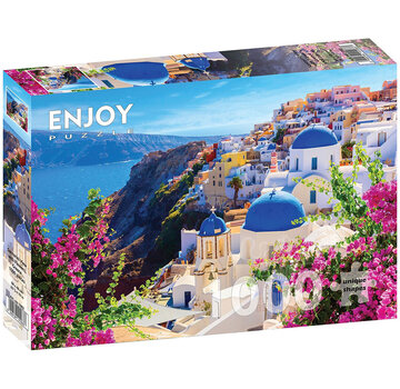 ENJOY Puzzle Enjoy Santorini View with Flowers, Greece Puzzle 1000pcs