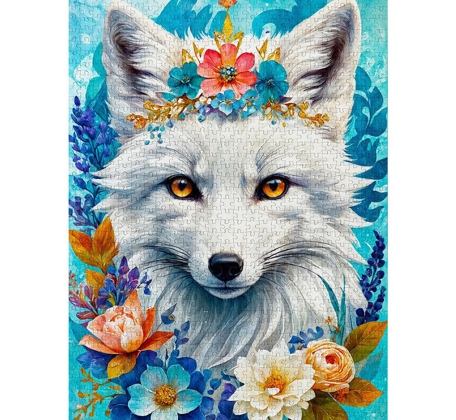 Enjoy Blooming Snow Fox Puzzle 1000pcs