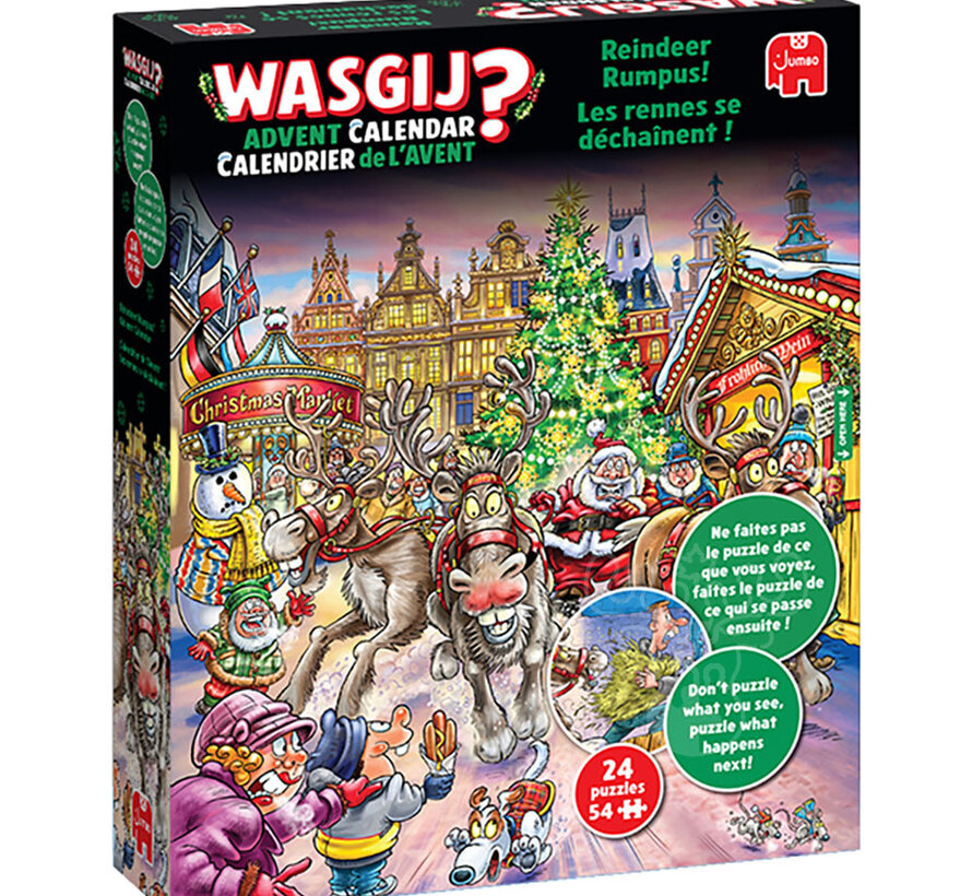 Jumbo Wasgij Christmas Advent Calendar Reindeer Rumpus Puzzle 24 x 54pcs