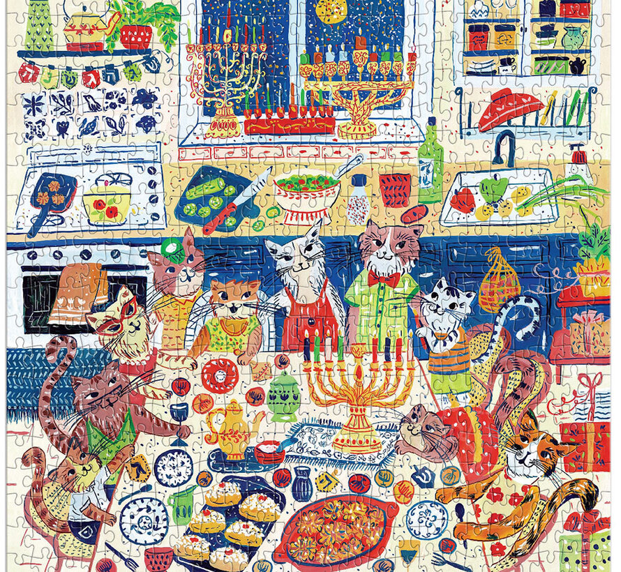 Galison Happy Hanukcats Puzzle 500pcs