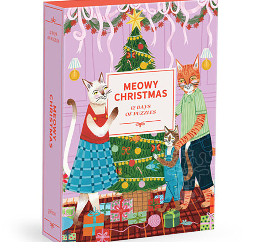 Galison Meowy Christmas 12 Days of Puzzles Christmas Countdown Advent Calendar Puzzle 500pcs (12 x 42pcs)