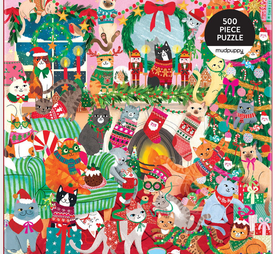 Mudpuppy Merry Catmas! Puzzle 500pcs
