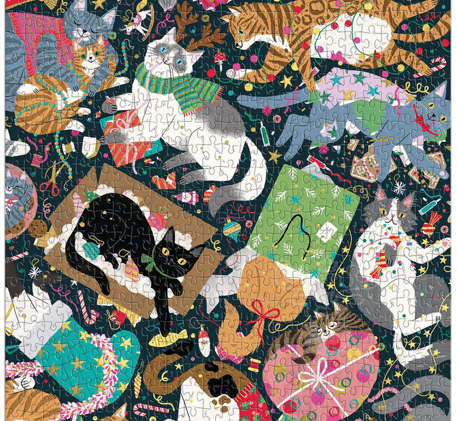 Galison Catmas Chaos Foil Puzzle 500pcs