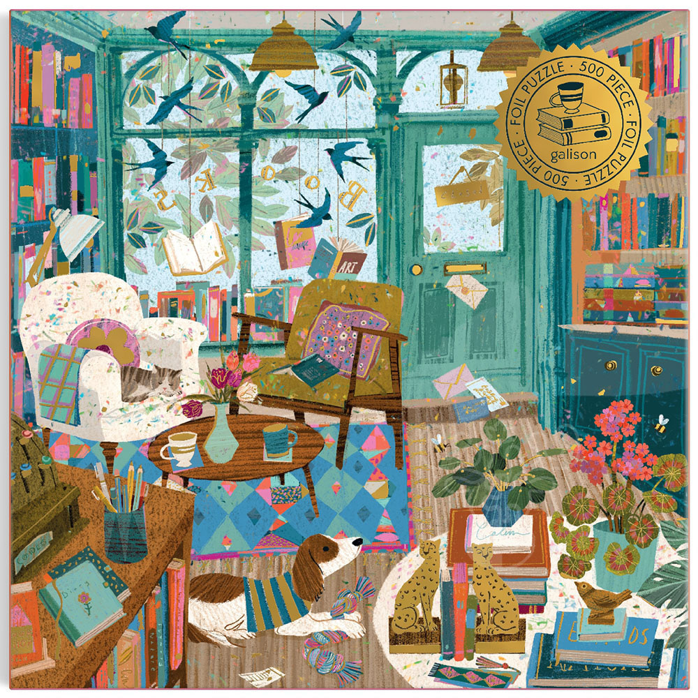 Galison Bookshop Afternoon Foil Puzzle 500pcs - Puzzles Canada