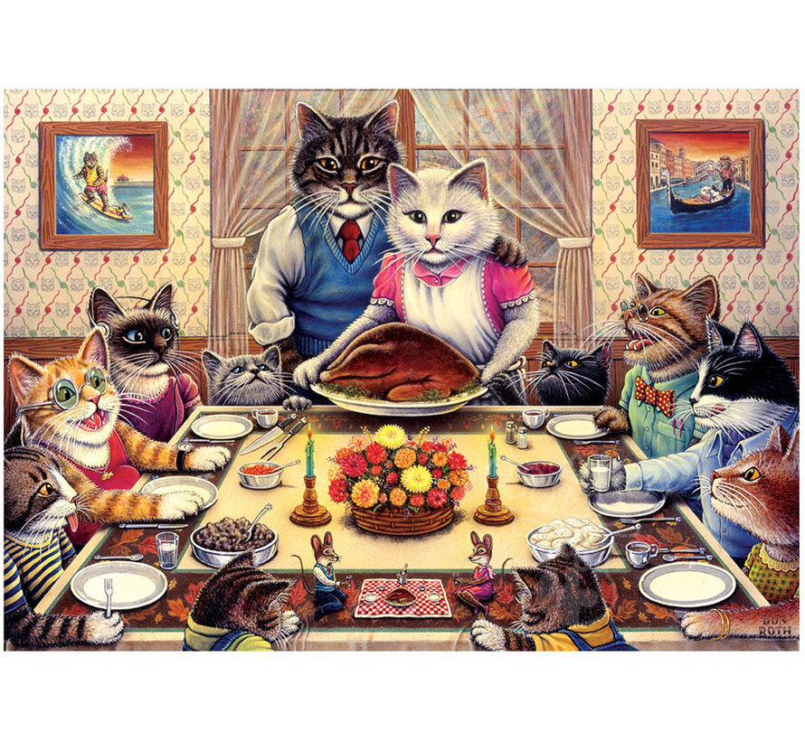 Art Puzzle Feline Family Feast Puzzle 260pcs