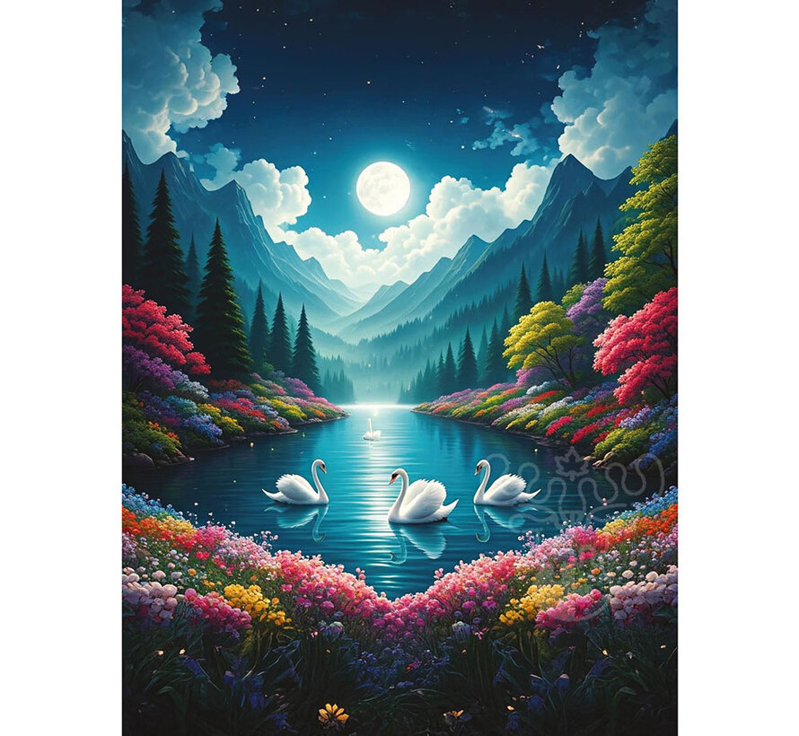 Art Puzzle Lake of Swans in Moonlight Puzzle 500pcs