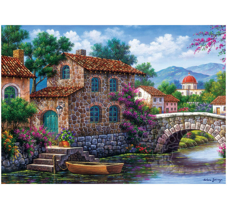 Art Puzzle Canal With Flowers Puzzle 500pcs