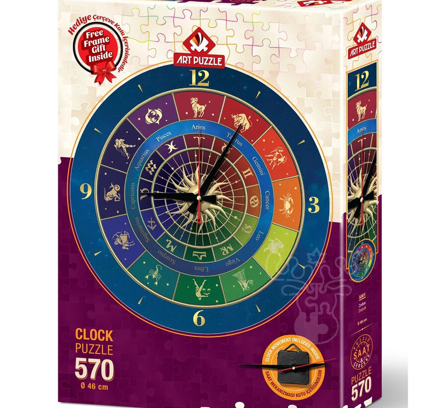FINAL SALE Art Puzzle Zodiac Puzzle 570pcs Clock
