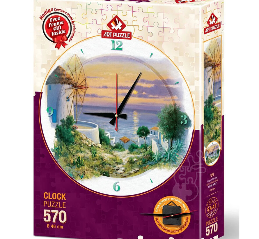 FINAL SALE Art Puzzle Aegean Evening Puzzle 570pcs Clock