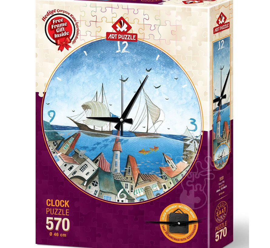 FINAL SALE Art Puzzle Aqua City Puzzle 570pcs Clock