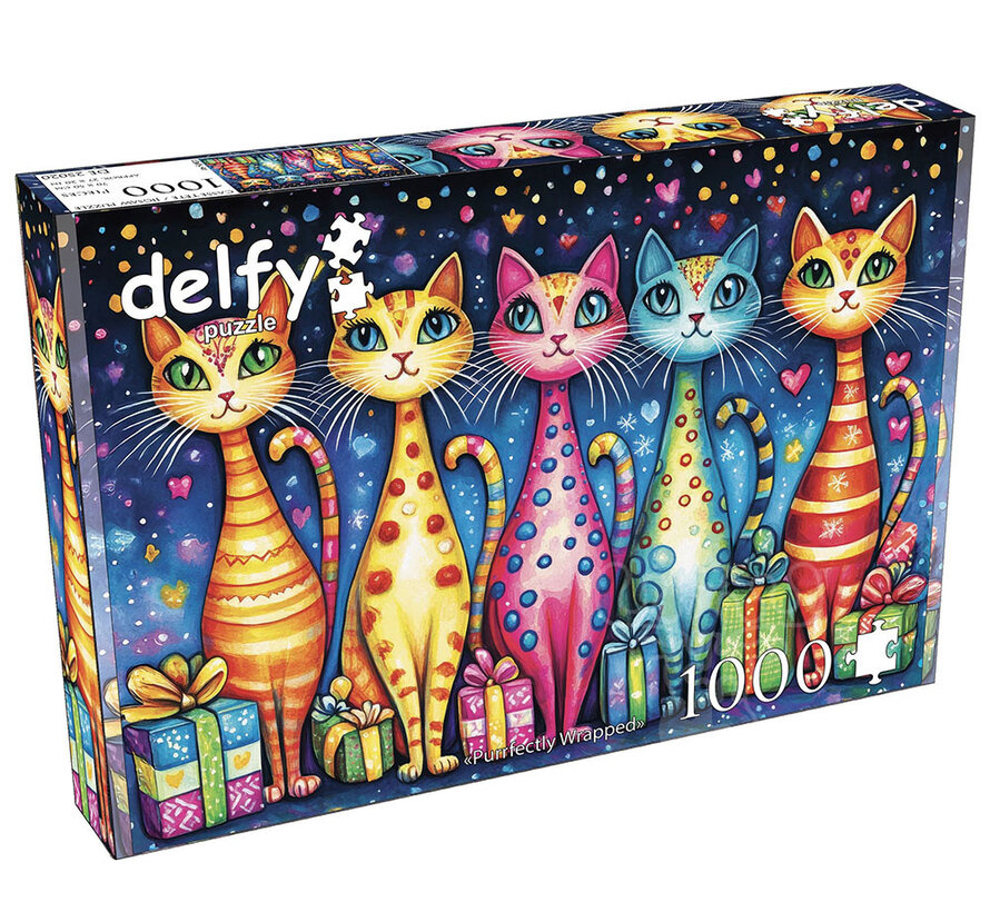 FINAL SALE Delfy Purrfectly Wrapped Puzzle 1000pcs *