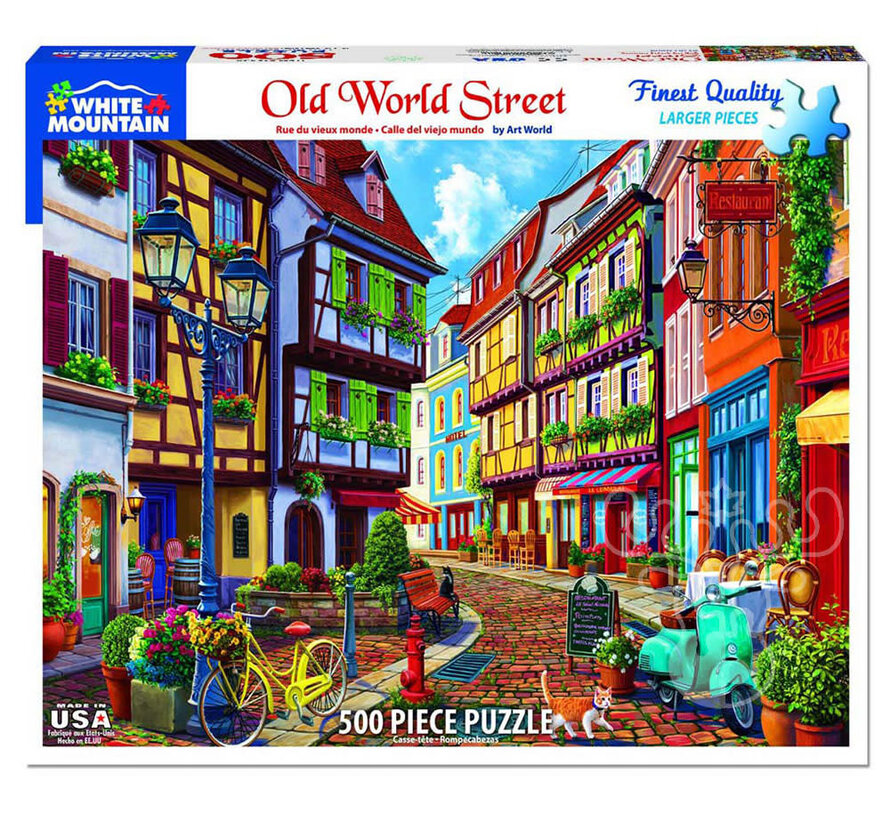 White Mountain Old World Street Puzzle 500pcs RETIRED