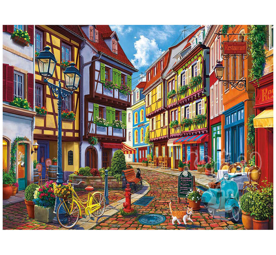 White Mountain Old World Street Puzzle 500pcs RETIRED