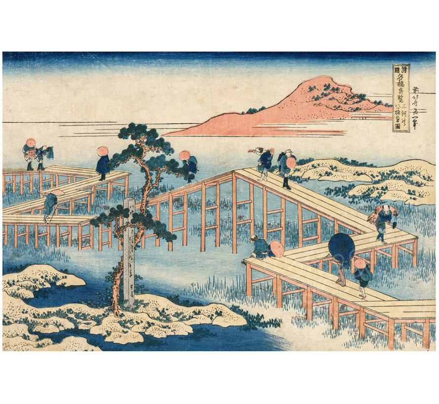 Grafika Hokusai - An Ancient Picture of the Eight Part Bridge in Mikawa Province Puzzle 1000pcs