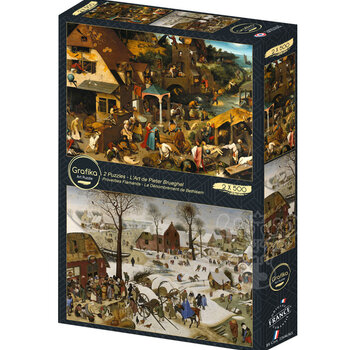 Grafika Grafika L’Art de Pieter Brueghel ( Peter Brueghel’s Art) : Proverbes Flamands Le Dénombrement de Bethléem Puzzle 2 x 500pcs