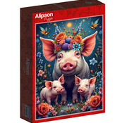Alipson Puzzle Alipson Famille Cochon en Promenade (Pig Family out for a Walk) Puzzle 1000pcs