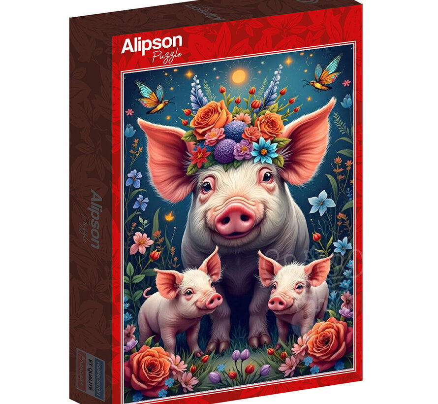 Alipson Famille Cochon en Promenade (Pig Family out for a Walk) Puzzle 1000pcs