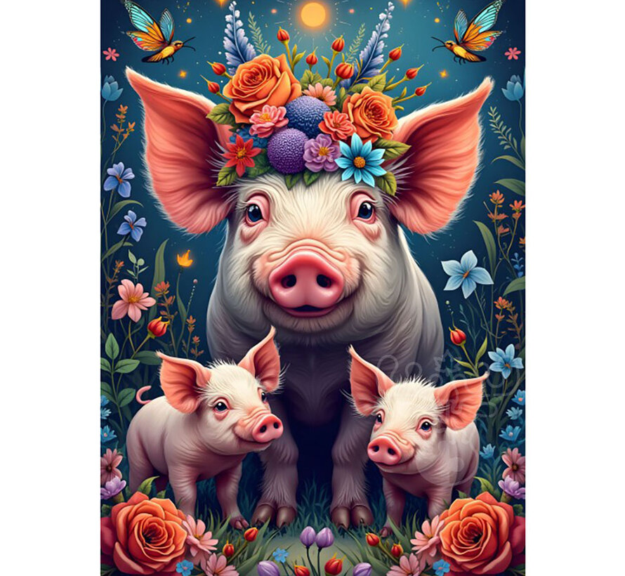 Alipson Famille Cochon en Promenade (Pig Family out for a Walk) Puzzle 1000pcs