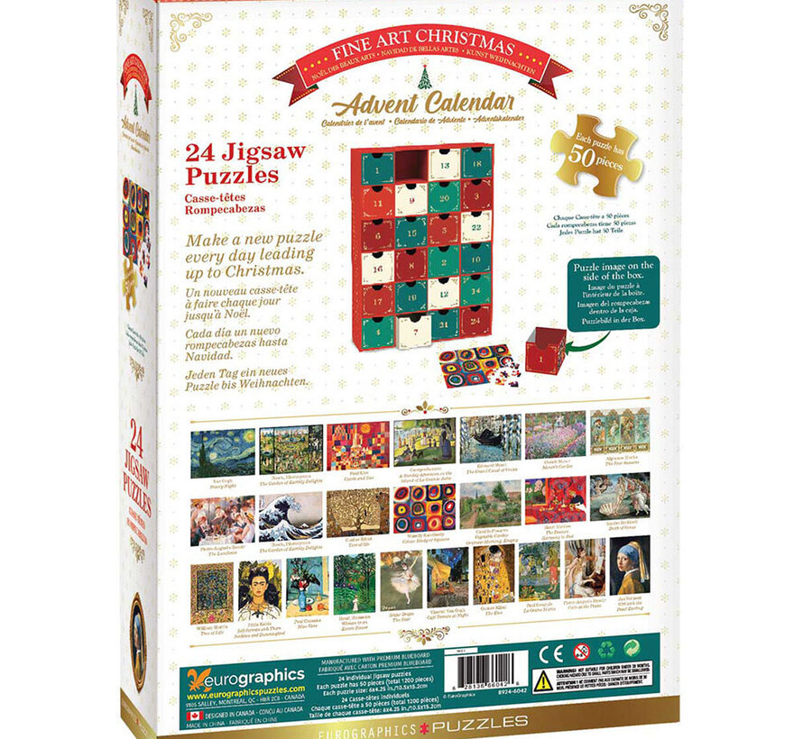 Eurographics Fine Art Christmas Advent Calendar Puzzle 24 x 50pcs