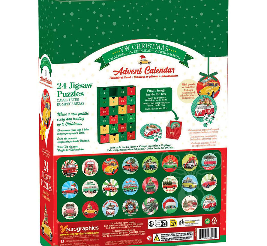 Eurographics VW Christmas Advent Calendar Puzzle 24 x 50pcs