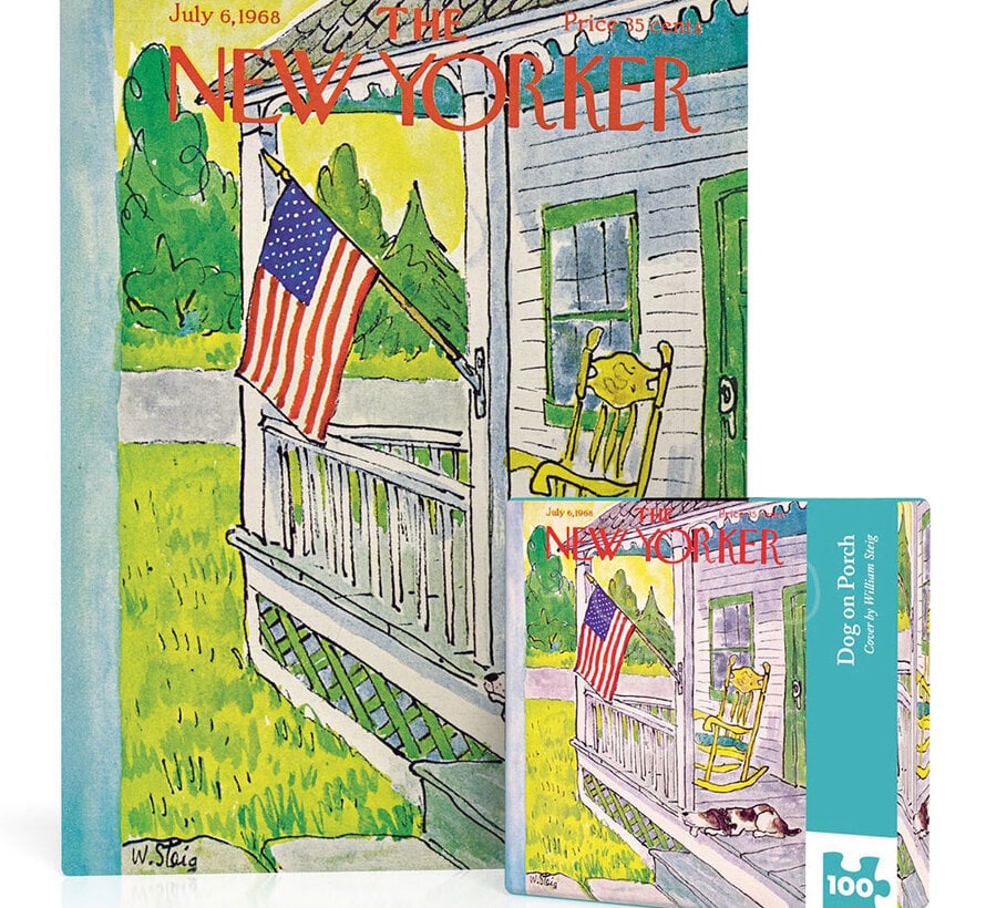 New York Puzzle Co. The New Yorker: Dog on Porch Mini Puzzle 100pcs