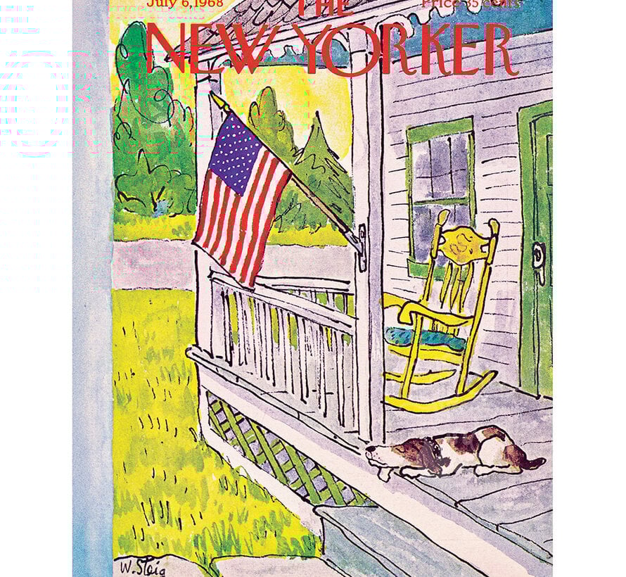 New York Puzzle Co. The New Yorker: Dog on Porch Mini Puzzle 100pcs