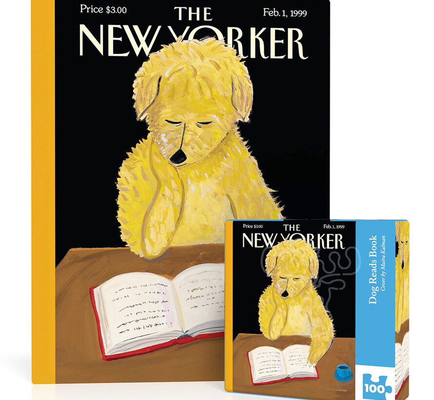 New York Puzzle Co. The New Yorker: Dog Reads Book Mini Puzzle 100pcs