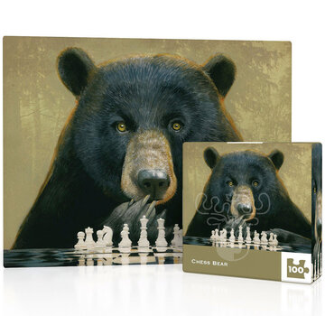New York Puzzle Company New York Puzzle Co. Bill Mayer: Chess Bear Mini Puzzle 100pcs