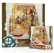 New York Puzzle Company New York Puzzle Co. Loré Pemberton: Autumn's Window Mini Puzzle 100pcs