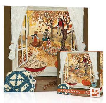 New York Puzzle Company New York Puzzle Co. Loré Pemberton: Autumn's Window Mini Puzzle 100pcs
