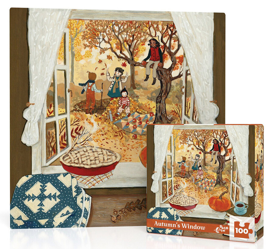 New York Puzzle Co. Loré Pemberton: Autumn's Window Mini Puzzle 100pcs