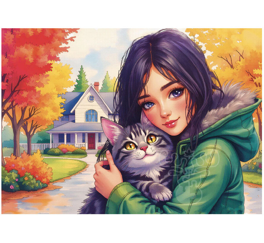 FINAL SALE JaCaRou Feline Autumn Bond (Collection NovIA) Puzzle 1000pcs