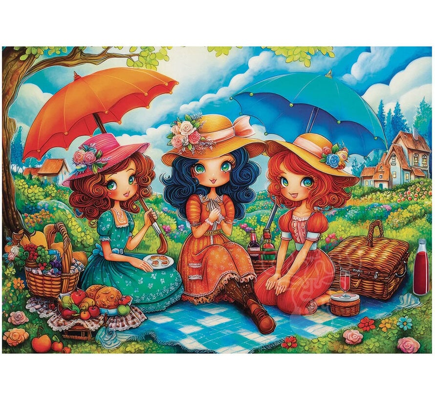 FINAL SALE JaCaRou Three Picnic Friends (Collection NovIA) Puzzle 1000pcs