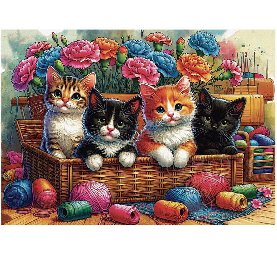 FINAL SALE JaCaRou Playful Basket Quartet (Collection NovIA) Puzzle 1000pcs