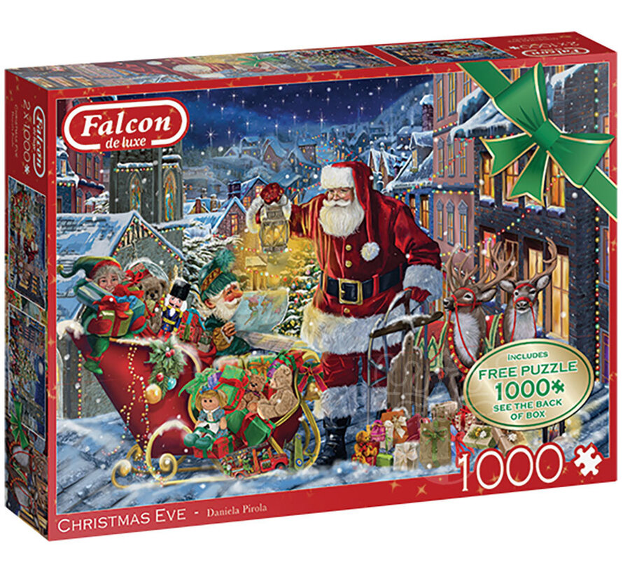 Falcon Christmas Eve Puzzle 2 x 1000pcs - ORIGINAL BOX SIZE ONLINE ORDER ONLY