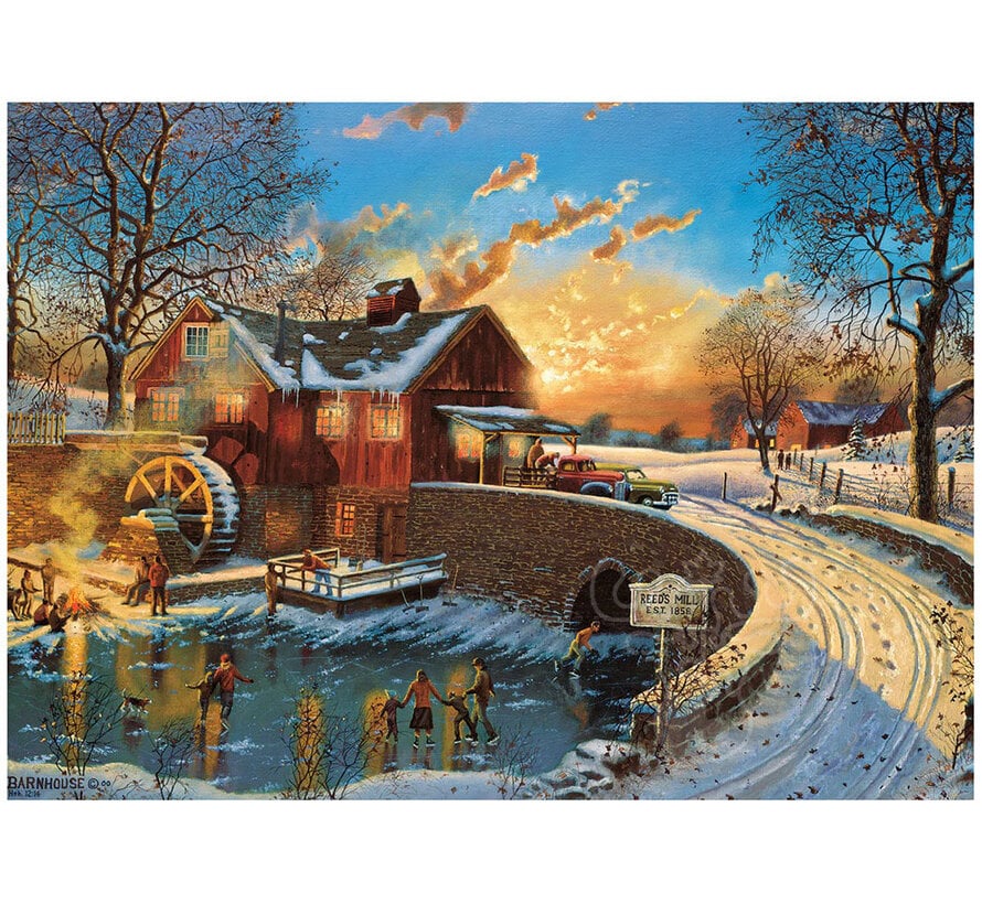 Cobble Hill Mill Pond Skating Party Puzzle 1000pcs