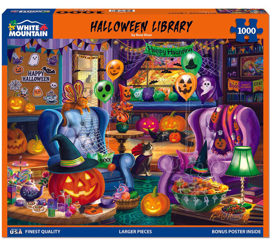 White Mountain Halloween Library Puzzle 1000pcs