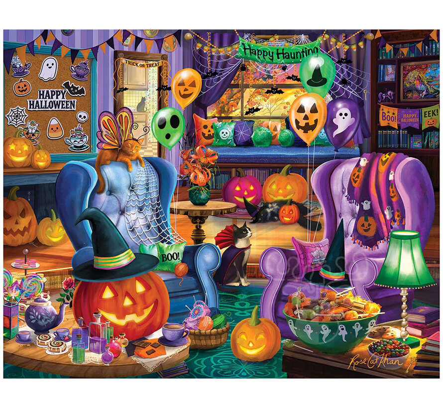 White Mountain Halloween Library Puzzle 1000pcs