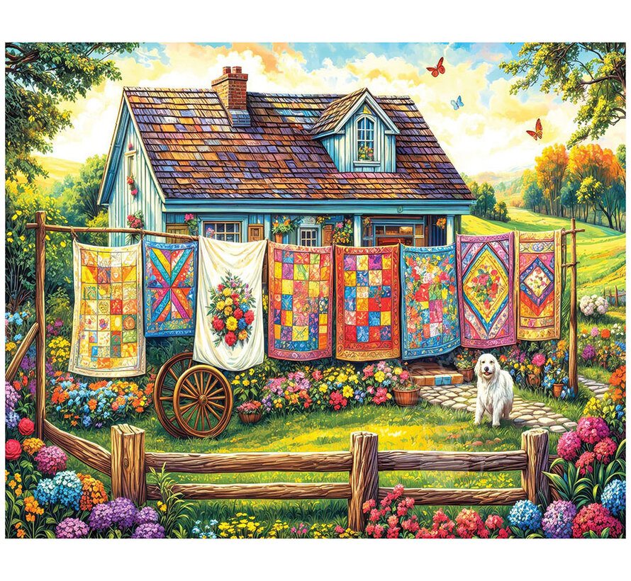 White Mountain Quilt Garden Puzzle 500pcs