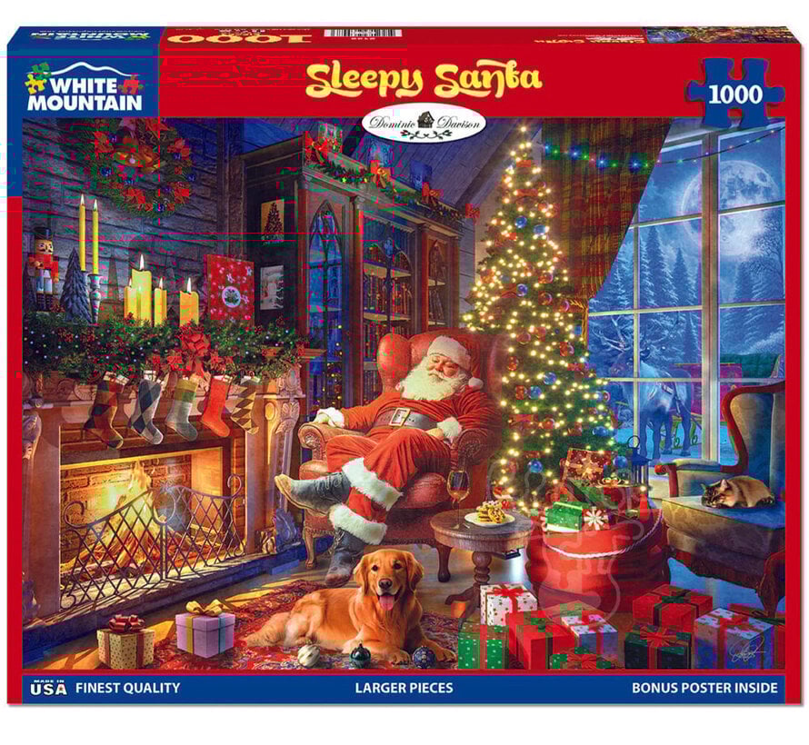 White Mountain Sleepy Santa Puzzle 1000pcs - Puzzles Canada