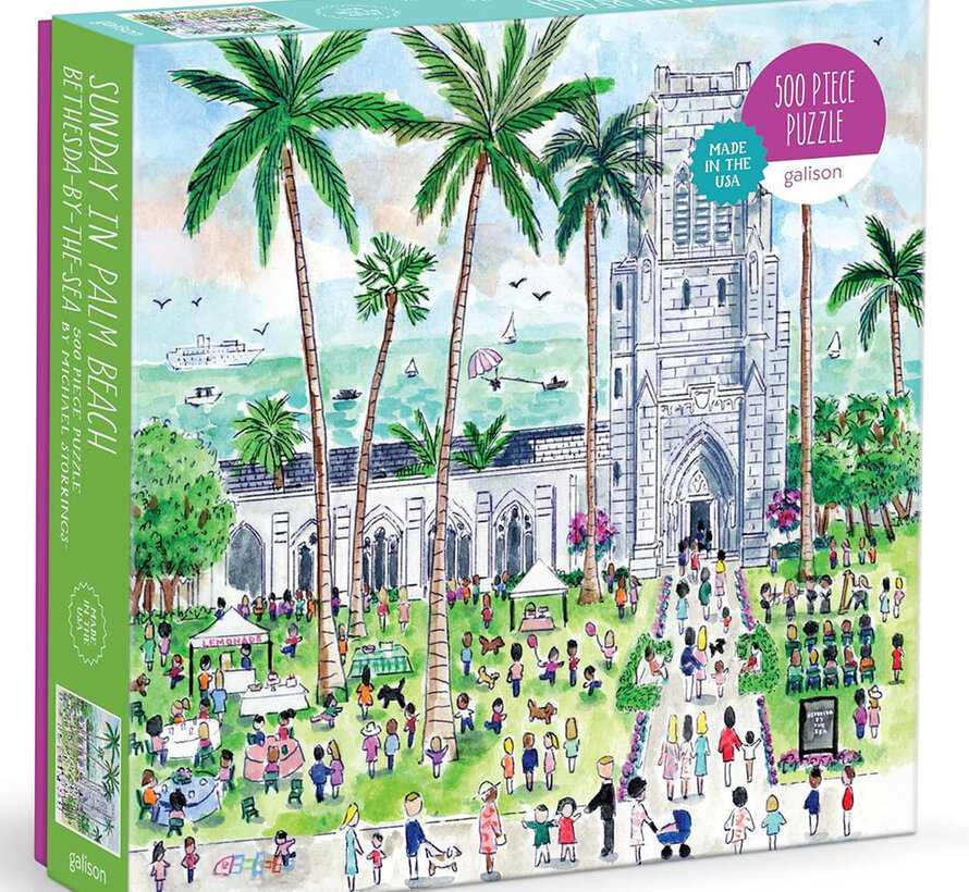 Galison Michael Storrings Sunday in Palm Beach Bethesda by the Sea Puzzle 500pcs