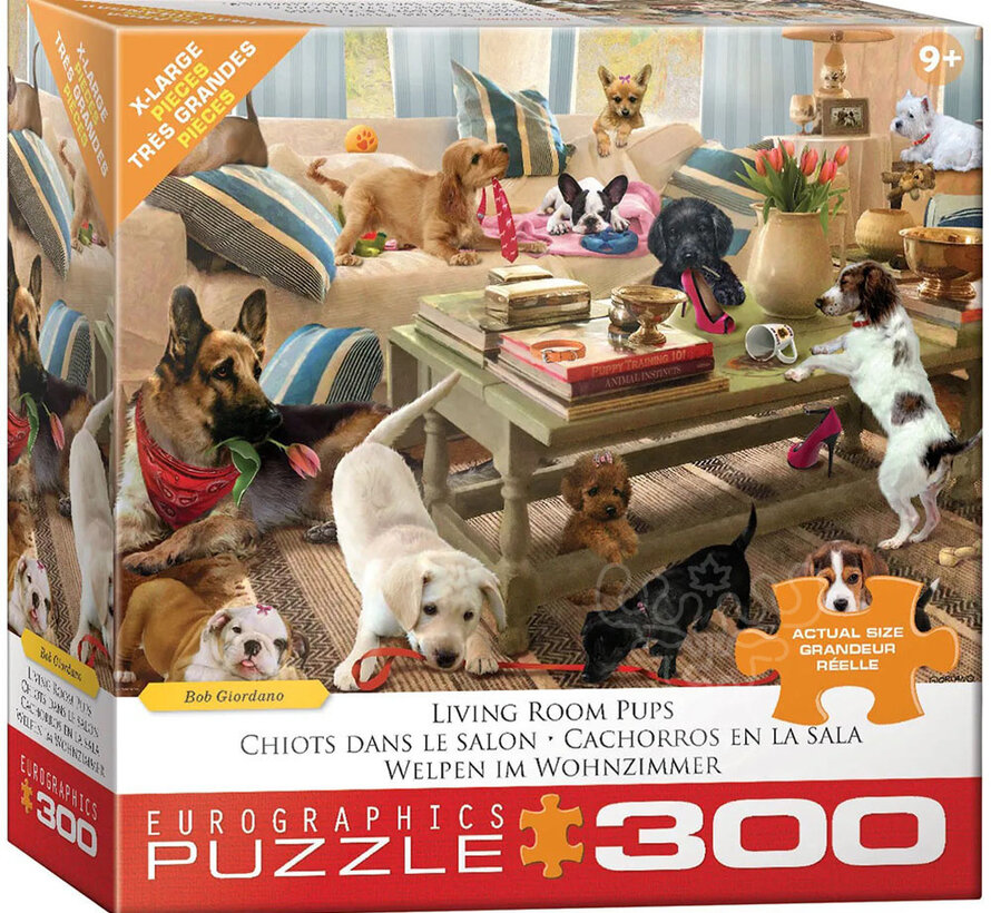 Eurographics Giordano: Living Room Pups XL Family Puzzle 300pcs